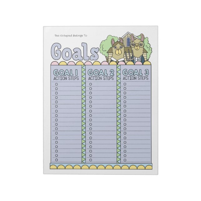 Llama Goal Planner Custom Notepad (Rotated)