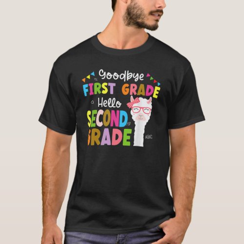 Llama Goodbye 1st Grade Hello 2nd Grade Graduation T-Shirt