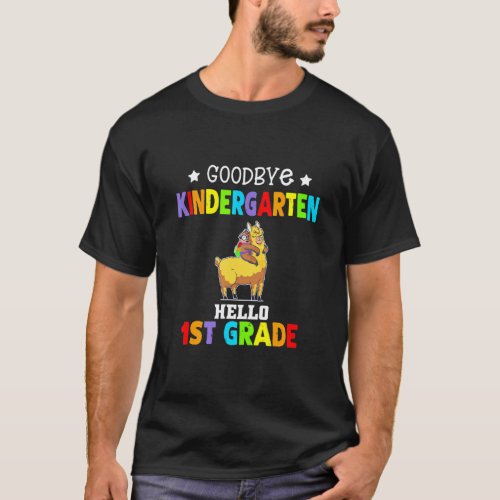 Llama Goodbye Kindergarten Hello 1st Grade Graduat T-Shirt