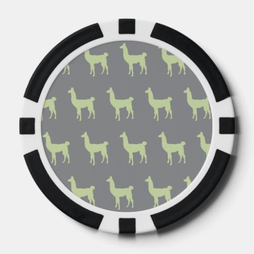 Llama Green Grey Poker Chips