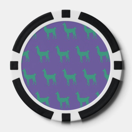 Llama Green Purple Poker Chips