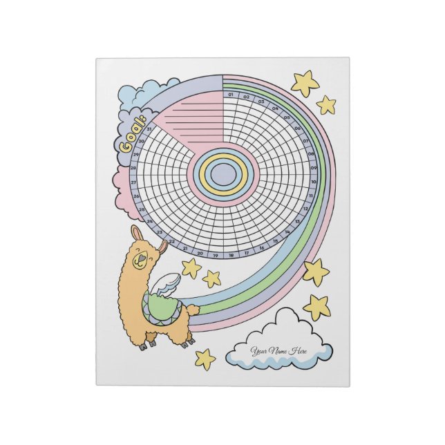 Llama Habit Tracker Custom Notepad (Rotated)