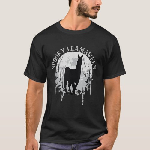 Llama Halloween Costume Spooky Alpaca Animal Trick T_Shirt