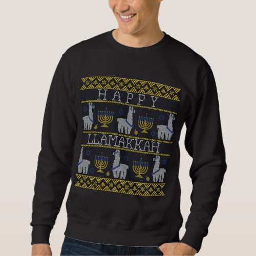 Llama Hanukkah Funny Ugly Christmas Sweater Happy 