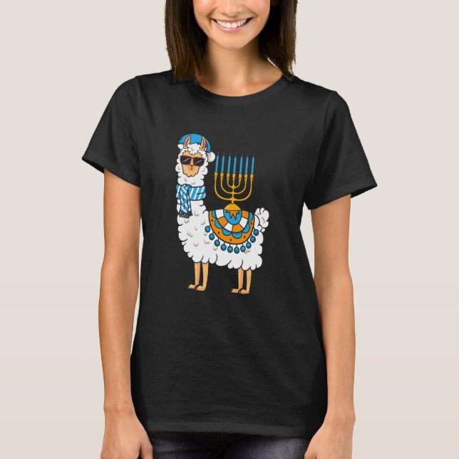 LLama Hanukkah Happy Hanukah  Pajama Family Matchi T-Shirt (Front)