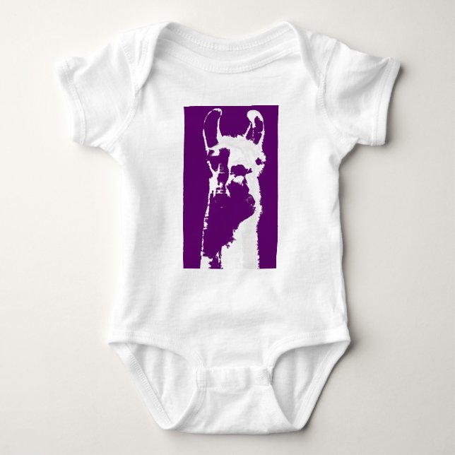 llama head in purple baby bodysuit (Front)