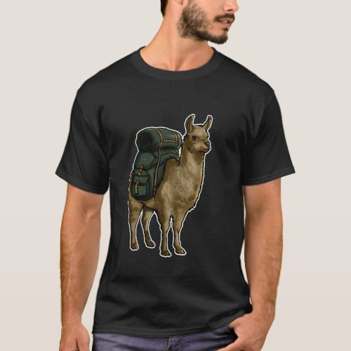 Llama Hiking Adventure Explorer Backpack T-Shirt