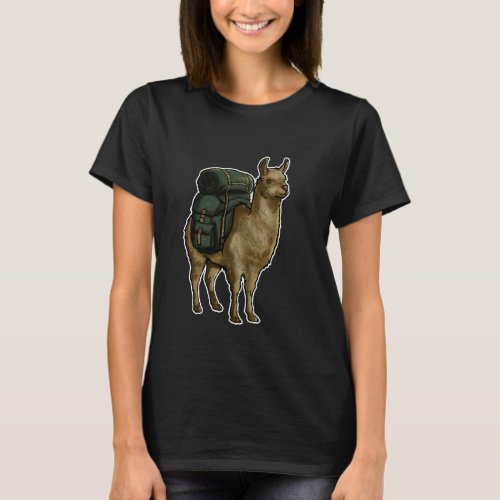 Llama Hiking Adventure Explorer Backpack T-Shirt
