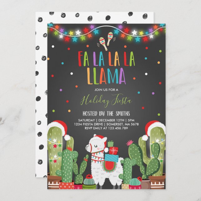 Llama Holiday Party Invite Llama Christmas Party (Front/Back)