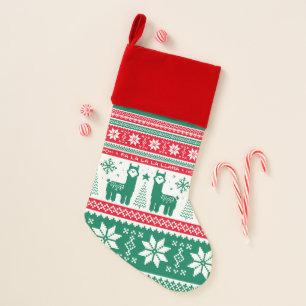 Llama Holiday Ugly Sweater Christmas Stocking