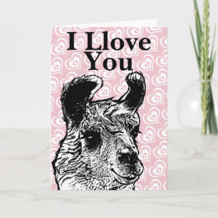Llama Illustration I Llove You Hearts Holiday Card