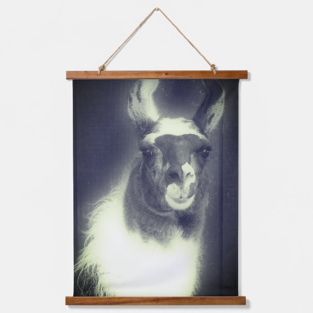 Llama In Black And White Animal  Hanging Tapestry (Front)