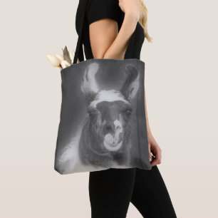 Llama In Black And White Animal Tote Bag