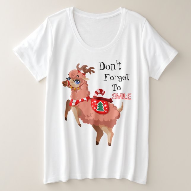llama in Christmas      Plus Size T-Shirt (Design Front)