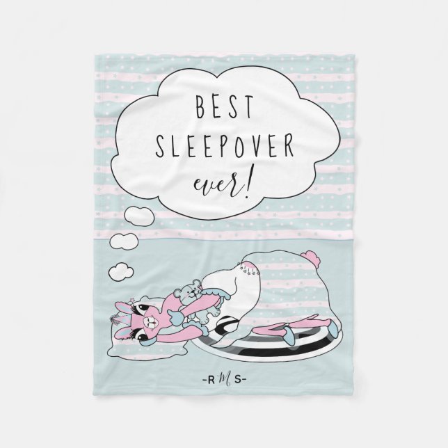 Llama in Pajamas Party Sleepover Fleece Blanket (Front)