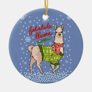 Llama in Snow Ceramic Ornament