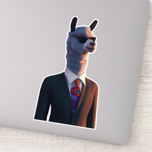 Llama in suit with sunglasses cute sticker