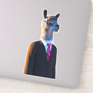 Llama in suit with sunglasses cute sticker