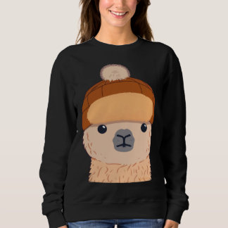 Llama in Winter Hat Cute Character Sweatshirt