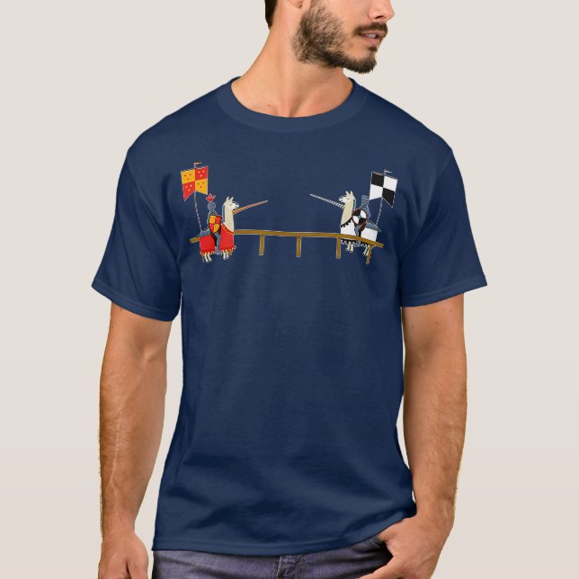 Llama Jousting   Funny Medieval Knight Lance T-Shirt (Front)