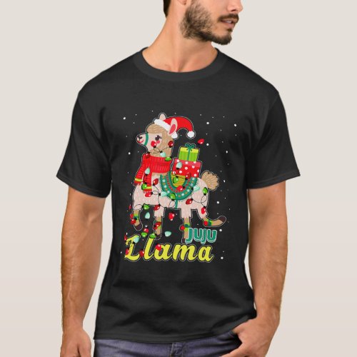 Llama Juju Wear Santa Hat Xmas Pajama Outfit T-Shirt