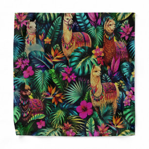 Llama Jungle Dreams Seamless Surface Pattern Bandana