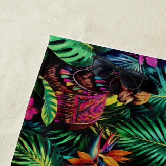 Llama Jungle Dreams Seamless Surface Pattern Beach Towel