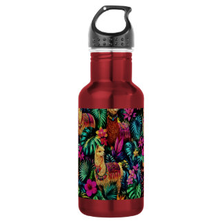 Llama Jungle Dreams Seamless Surface Pattern Stainless Steel Water Bottle