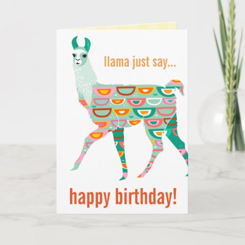 Llama Just Say Happy Birthday _ Green Llama Card