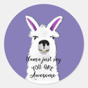 llama just say you are awesome boyfriend ceramic classic round sticker