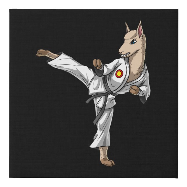 Llama Karate Faux Canvas Print (Front)