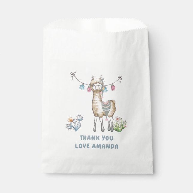 Llama Kids Birthday Party Favor Bag (Front)