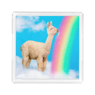Llama Licking Rainbow Acrylic Tray