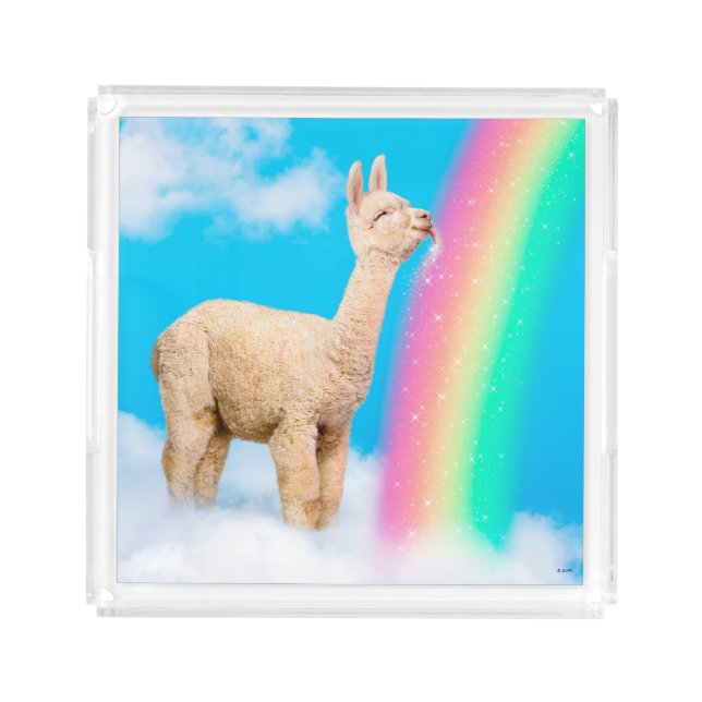 Llama Licking Rainbow Acrylic Tray (Front)