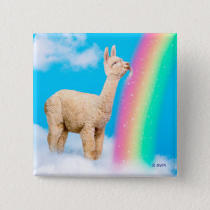 Llama Licking Rainbow Button