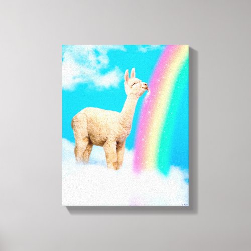 Llama Licking Rainbow Canvas Print