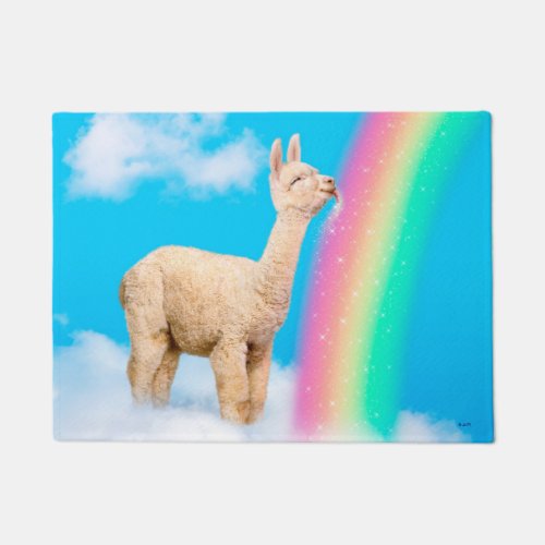 Llama Licking Rainbow Doormat