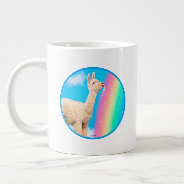 Llama Licking Rainbow Giant Coffee Mug (Left)