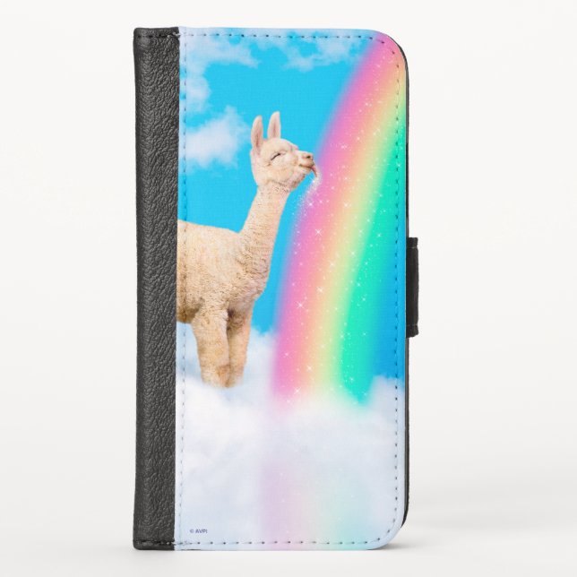 Llama Licking Rainbow iPhone Wallet Case (Front)