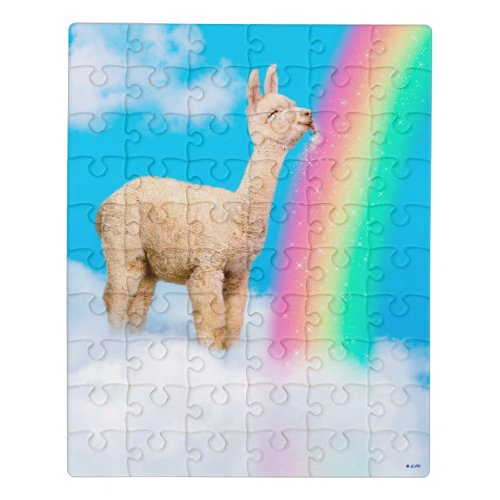 Llama Licking Rainbow Jigsaw Puzzle