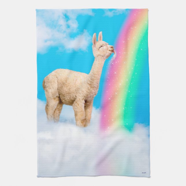 Llama Licking Rainbow Kitchen Towel (Vertical)
