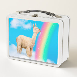 Llama Licking Rainbow Metal Lunch Box