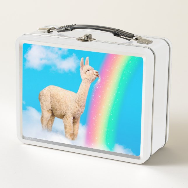 Llama Licking Rainbow Metal Lunch Box (Front)