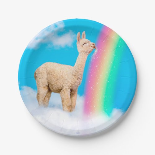 Llama Licking Rainbow Paper Plates