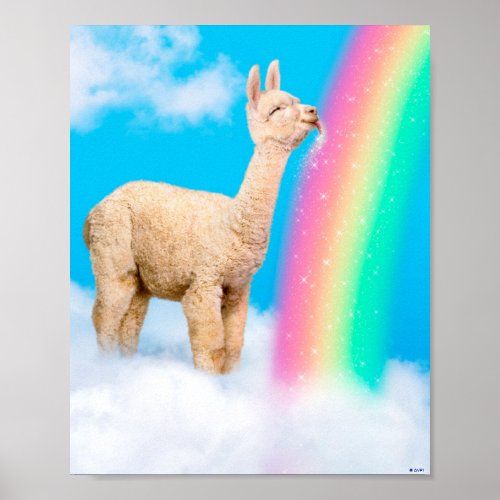 Llama Licking Rainbow Poster