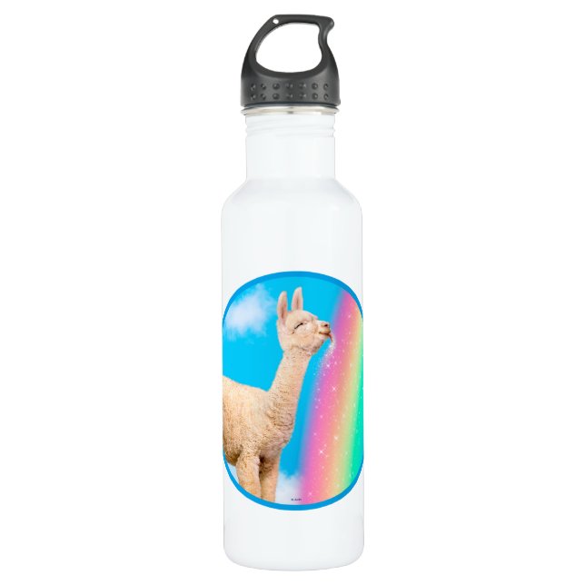 Llama Licking Rainbow Stainless Steel Water Bottle (Front)