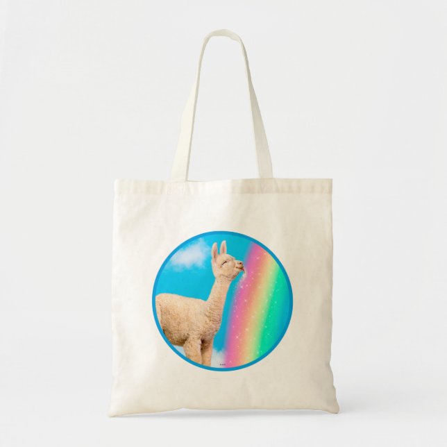 Llama Licking Rainbow Tote Bag (Front)