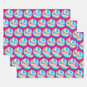 Llama Licking Rainbow Wrapping Paper Sheets