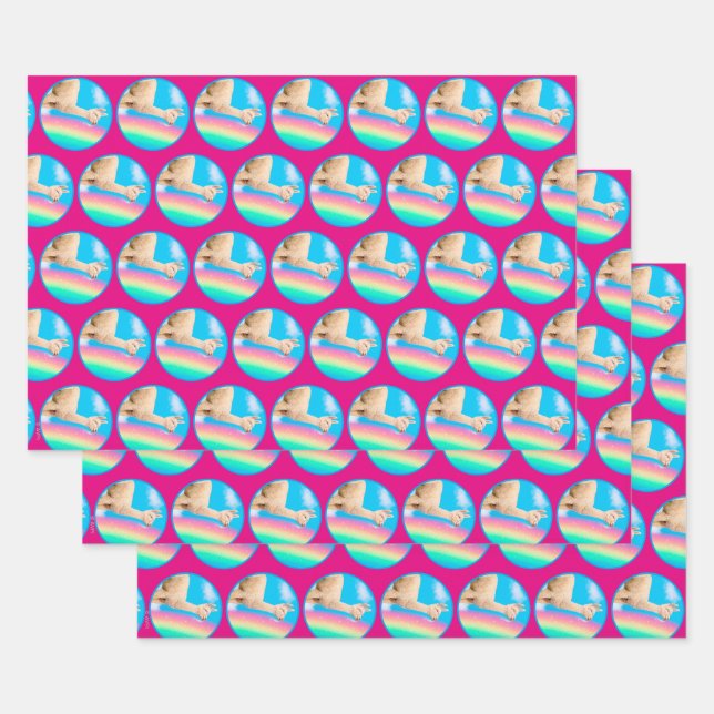 Llama Licking Rainbow Wrapping Paper Sheets (Set)