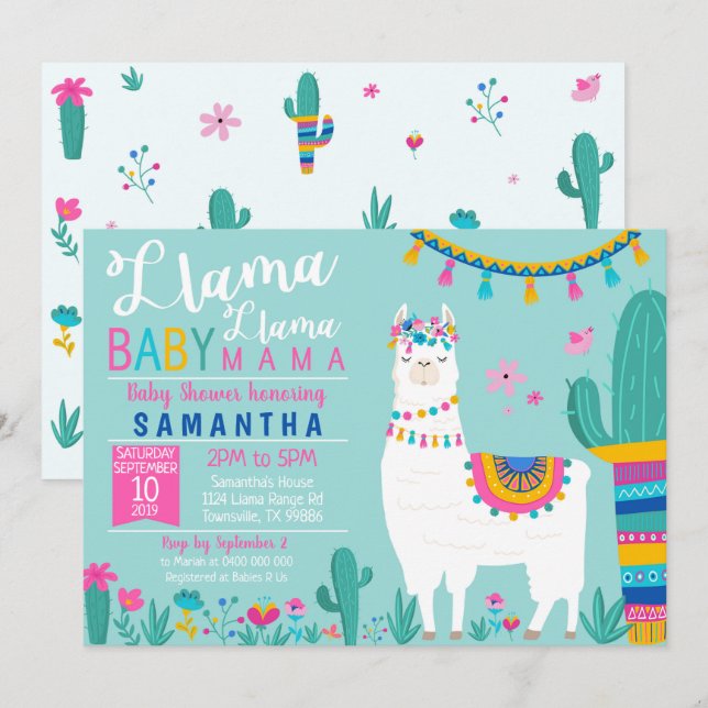 Llama Llama Baby Mama Baby Shower Invitation (Front/Back)